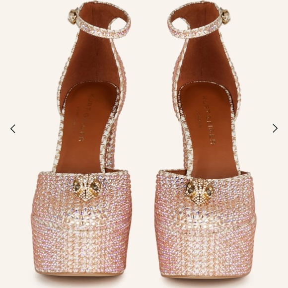 Kurt Geiger Shoes - Kensington Glitz Fabric Eagle Head Ankle Strap Crystal Platform Pumps